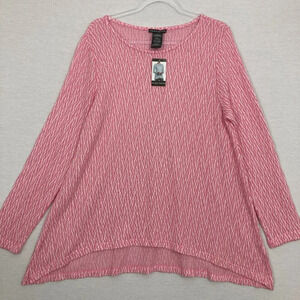 New‎ Chelsea & Theodore Pink White High Low Stretch Knit Lightweight Sweater XL